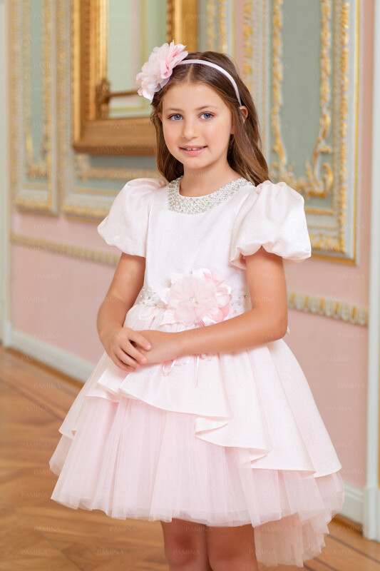 Powder Layered Skirted Dress 4-8 AGE 33044PR - 6