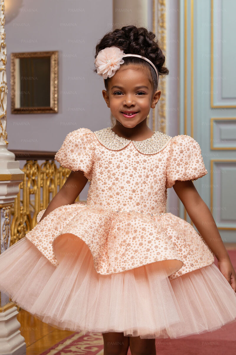 Salmon Baby Collared and Tutu Dress 2-6 AGE 33116PR - 1