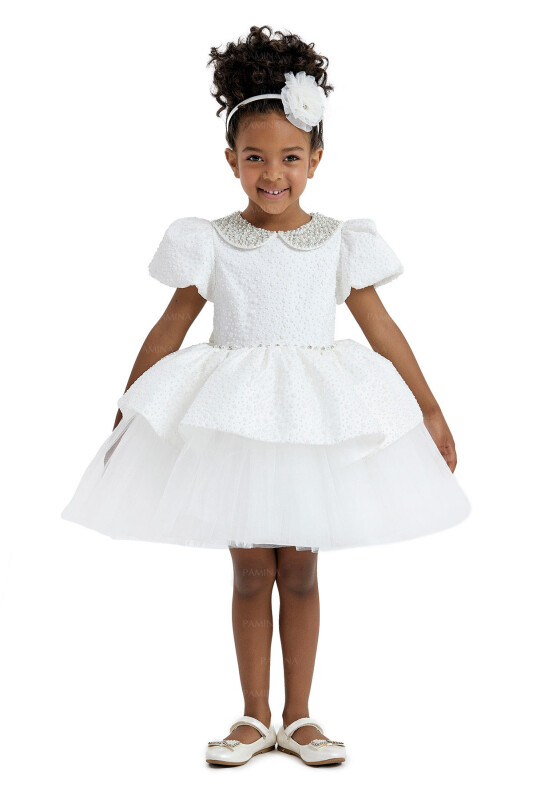 Ecru Baby Collared and Tutu Dress 2-6 AGE 33116PR 