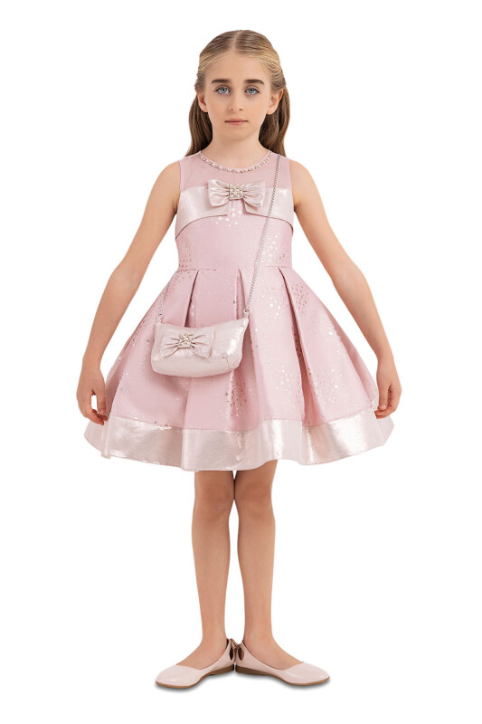 Powder Sleeveless Cutting Dress for Girls 4-8 AGE 33180PR 