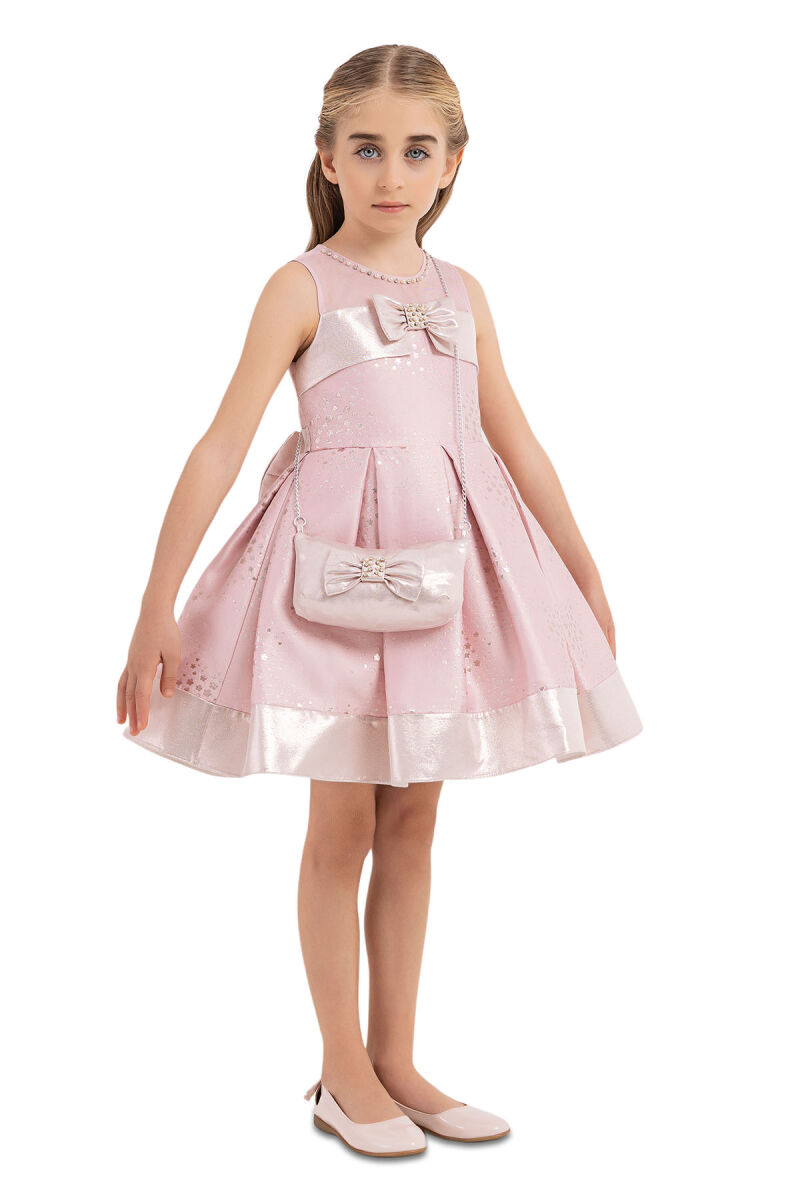 Powder Sleeveless Cutting Dress for Girls 4-8 AGE 33180PR - 2