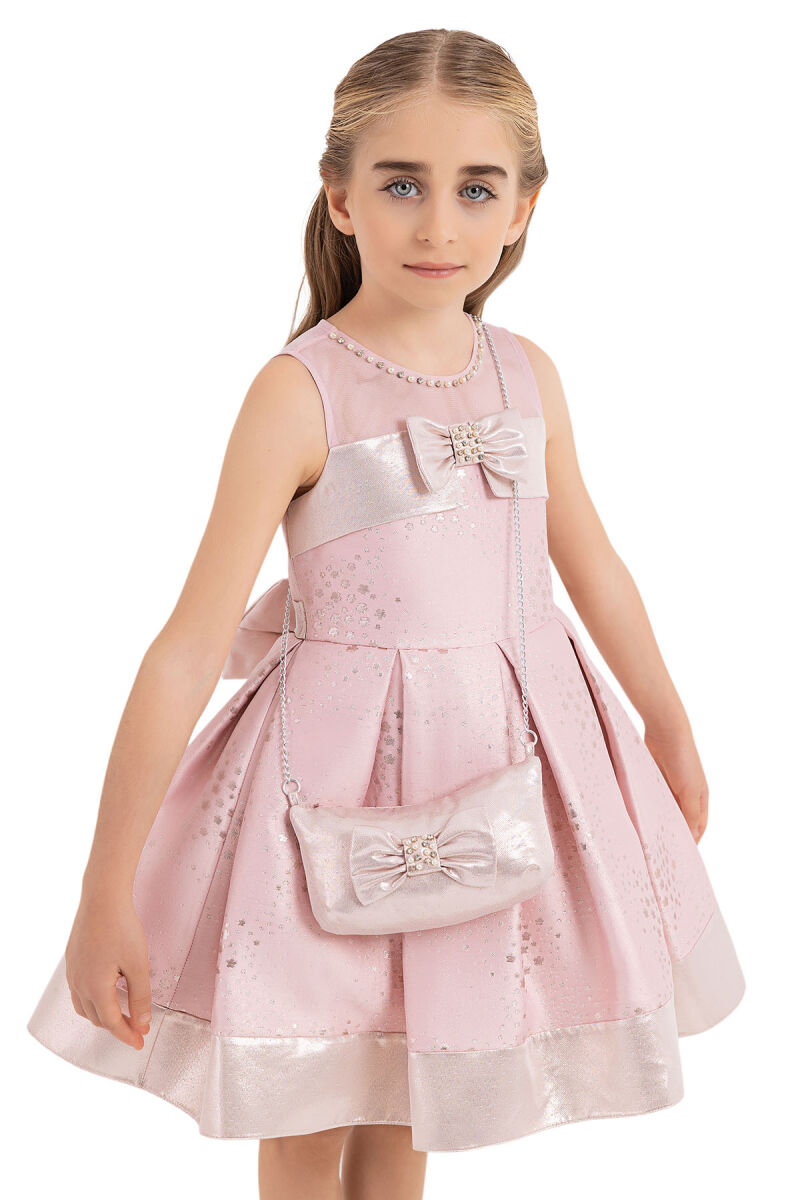 Powder Sleeveless Cutting Dress for Girls 4-8 AGE 33180PR - 3