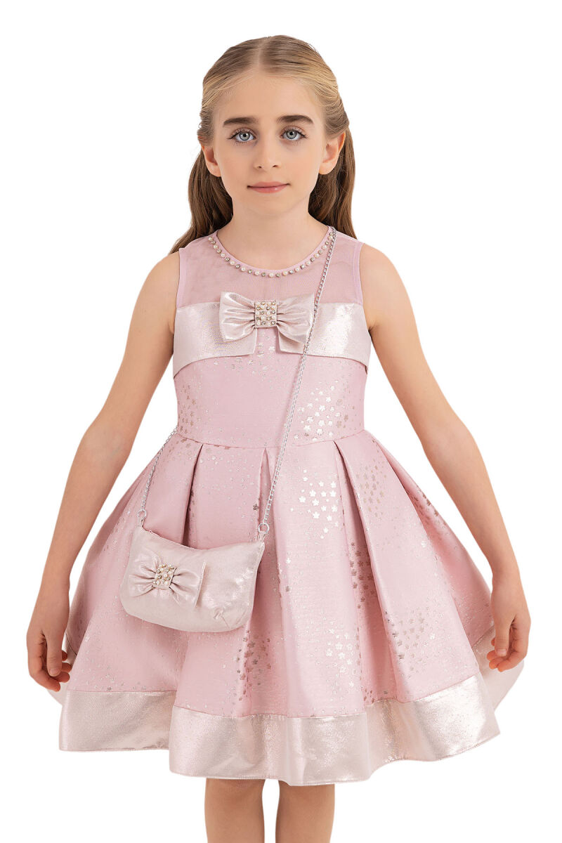 Powder Sleeveless Cutting Dress for Girls 4-8 AGE 33180PR - 5