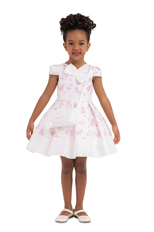 Pink V-necked, Dress for Girls 2-6 AGE 33184PR 