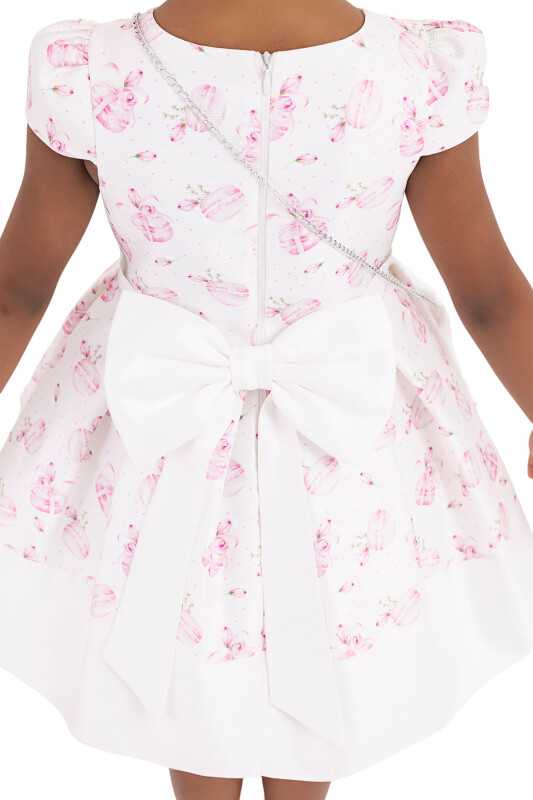 Pink V-necked, Dress for Girls 2-6 AGE 33184PR - 6