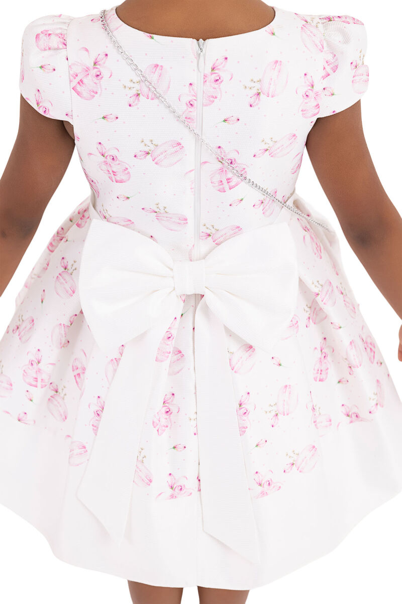 Pink V-necked, Dress for Girls 2-6 AGE 33184PR - 6