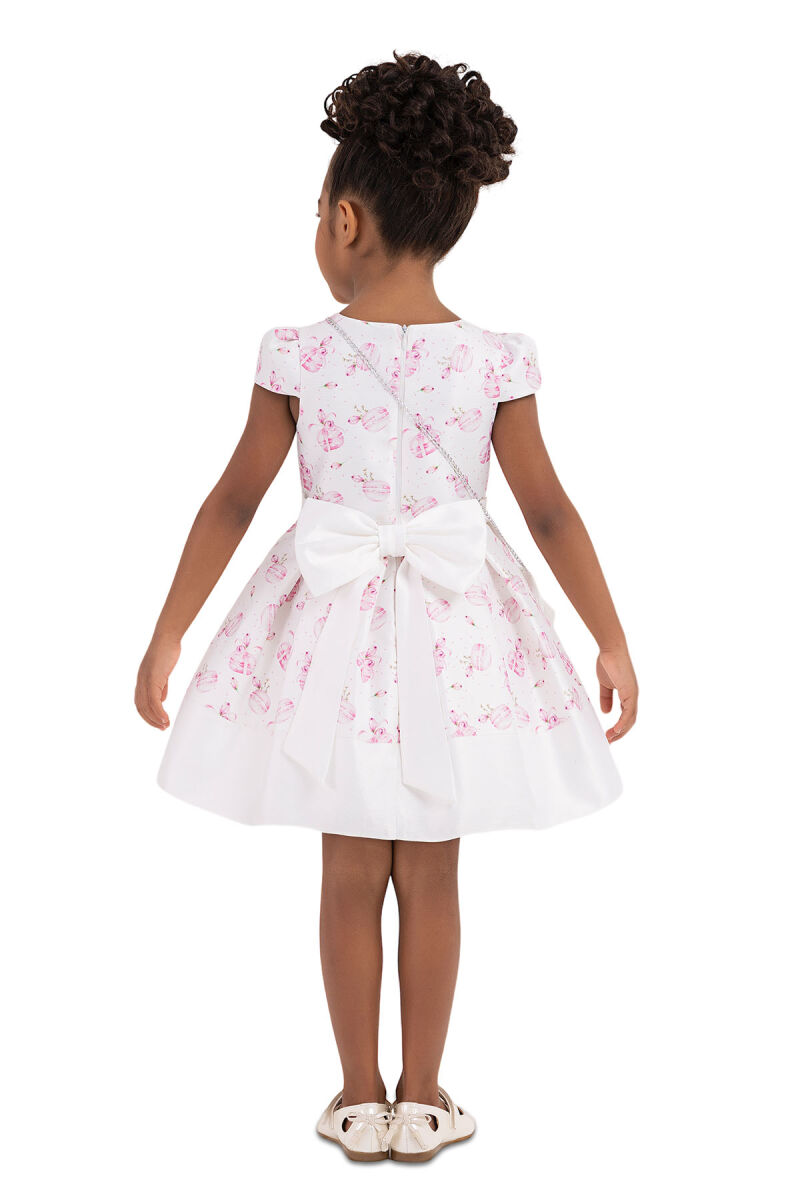 Pink V-necked, Dress for Girls 2-6 AGE 33184PR - 7