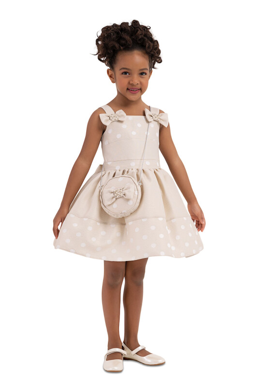 Beige Strappy dress for girls 2-6 AGE 33243PR - 2