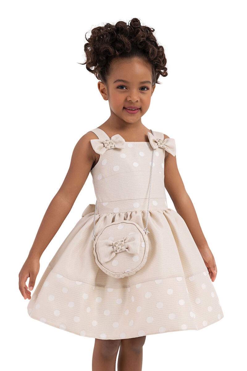 Beige Strappy dress for girls 2-6 AGE 33243PR - 3