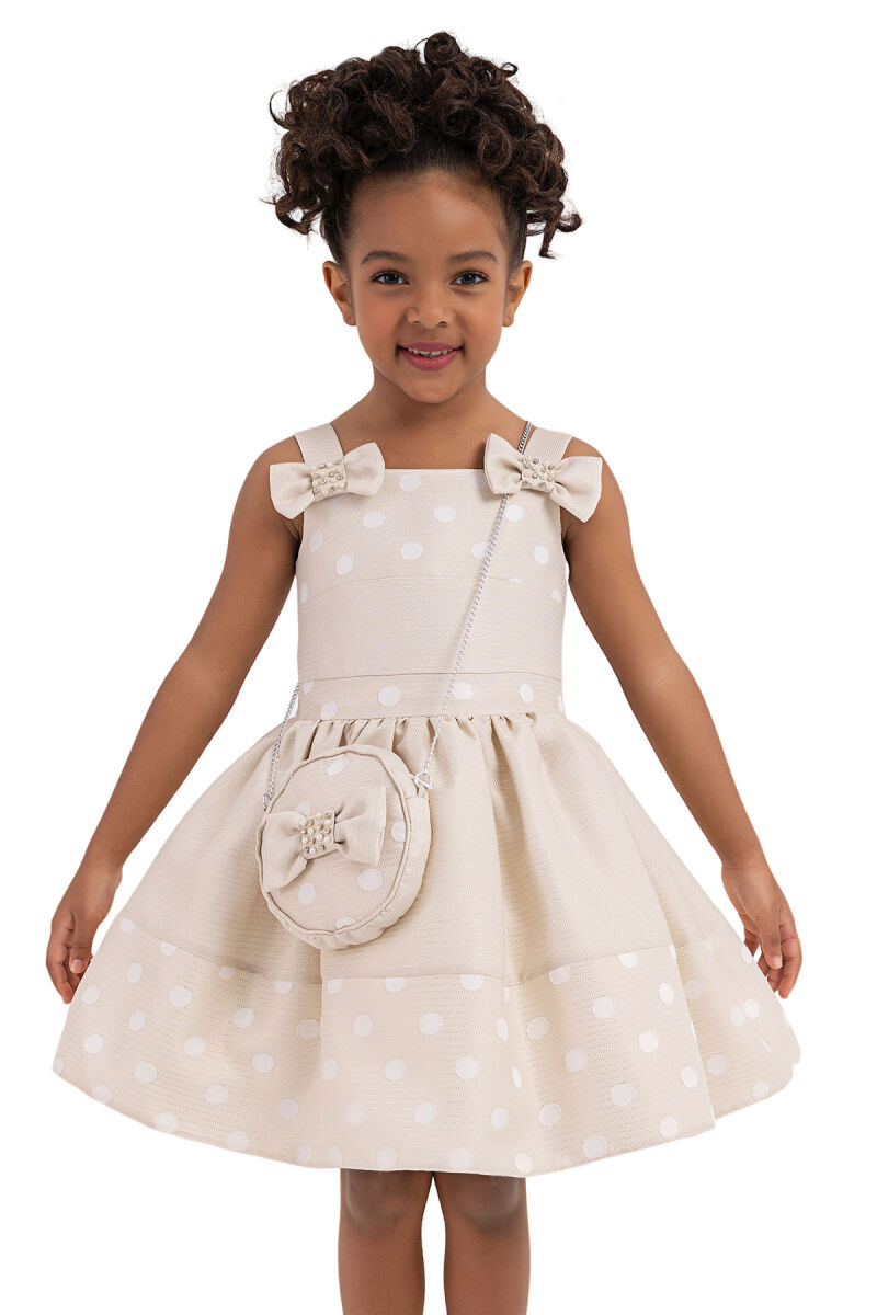 Beige Strappy dress for girls 2-6 AGE 33243PR - 4