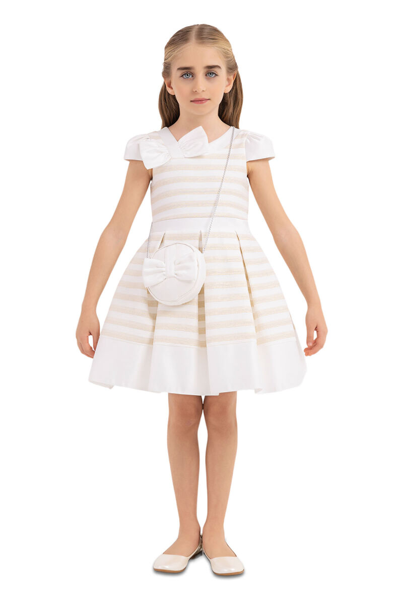 Gold Moon-sleeved dress for girls 4-8 AGE 33270PR - 1