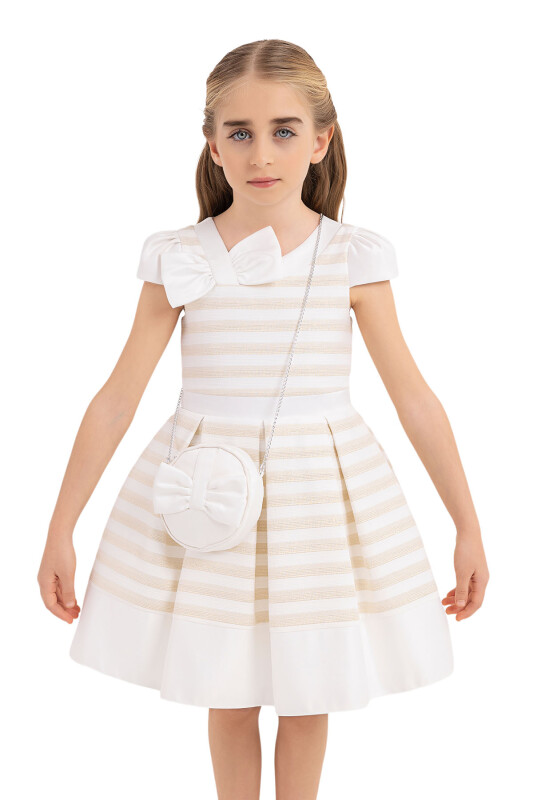 Gold Moon-sleeved dress for girls 4-8 AGE 33270PR - 5