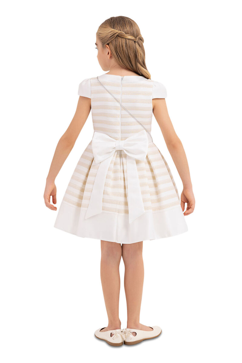 Gold Moon-sleeved dress for girls 4-8 AGE 33270PR - 7