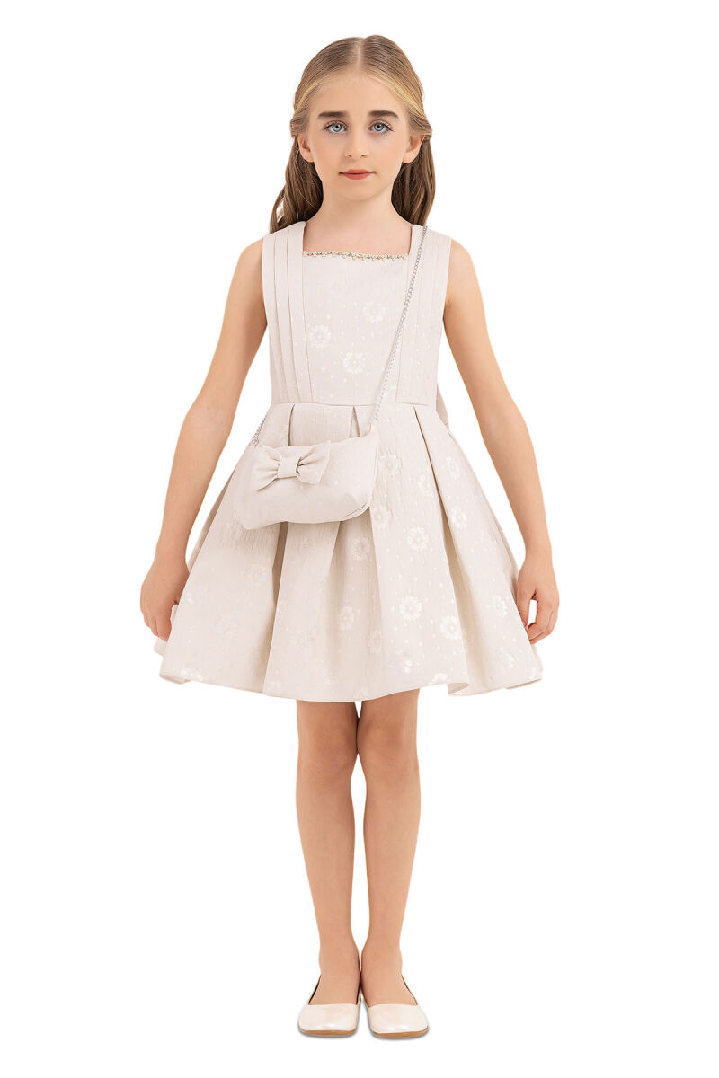 Beige Sleeveless dress for girls 4-8 AGE 33189PR - 1