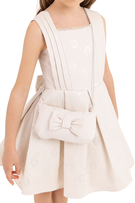 Beige Sleeveless dress for girls 4-8 AGE 33189PR - 3