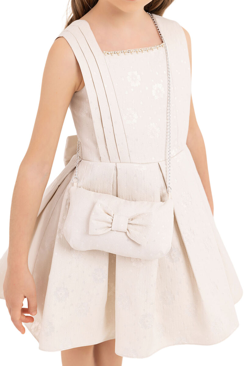 Beige Sleeveless dress for girls 4-8 AGE 33189PR - 3