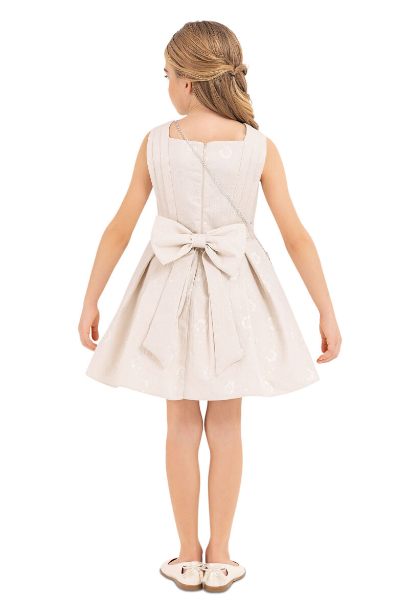 Beige Sleeveless dress for girls 4-8 AGE 33189PR - 7