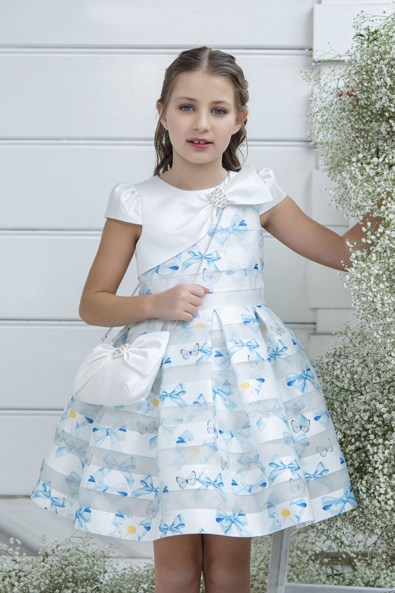 Blue Moon-sleeved dress for girls 4-8 AGE 33269PR - 3