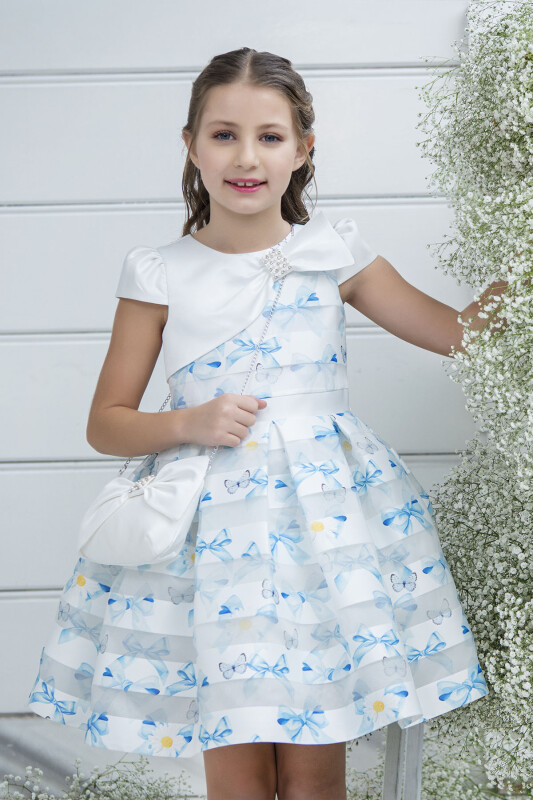Blue Moon-sleeved dress for girls 4-8 AGE 33269PR - 4