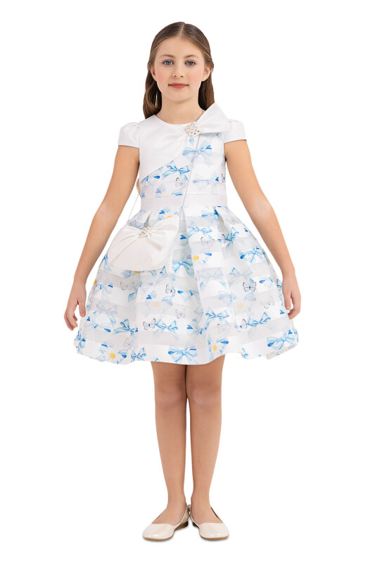 Blue Moon-sleeved dress for girls 4-8 AGE 33269PR - 5