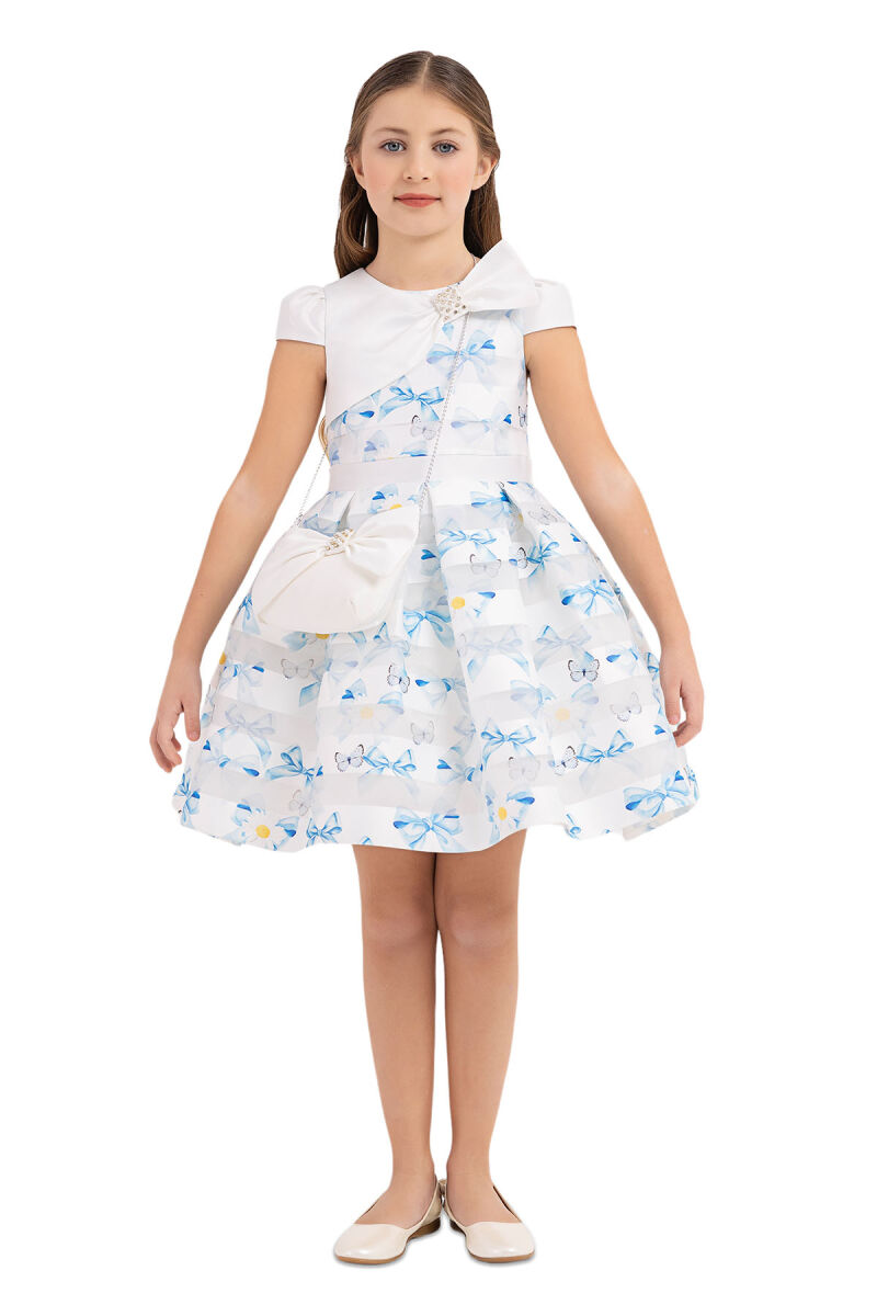 Blue Moon-sleeved dress for girls 4-8 AGE 33269PR - 5