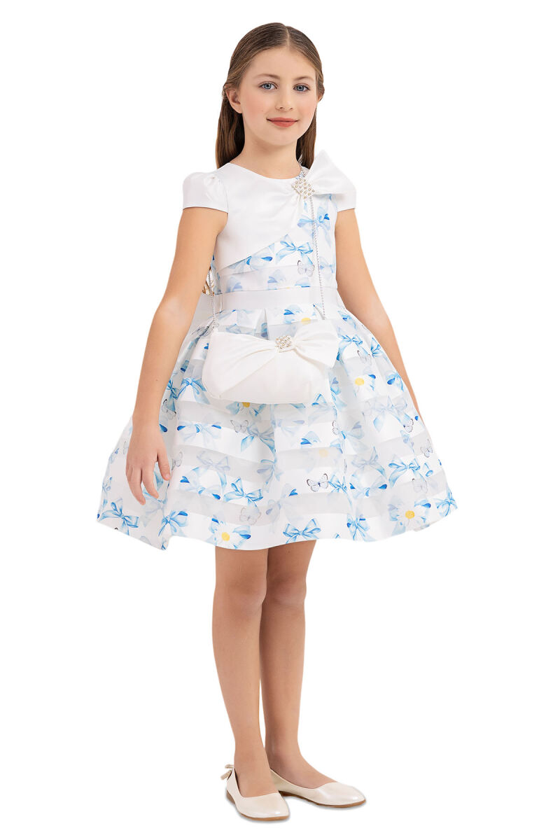 Blue Moon-sleeved dress for girls 4-8 AGE 33269PR - 6