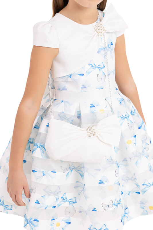 Blue Moon-sleeved dress for girls 4-8 AGE 33269PR - 7