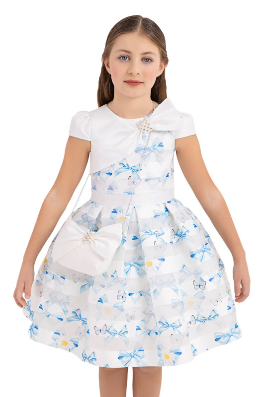 Blue Moon-sleeved dress for girls 4-8 AGE 33269PR - 8
