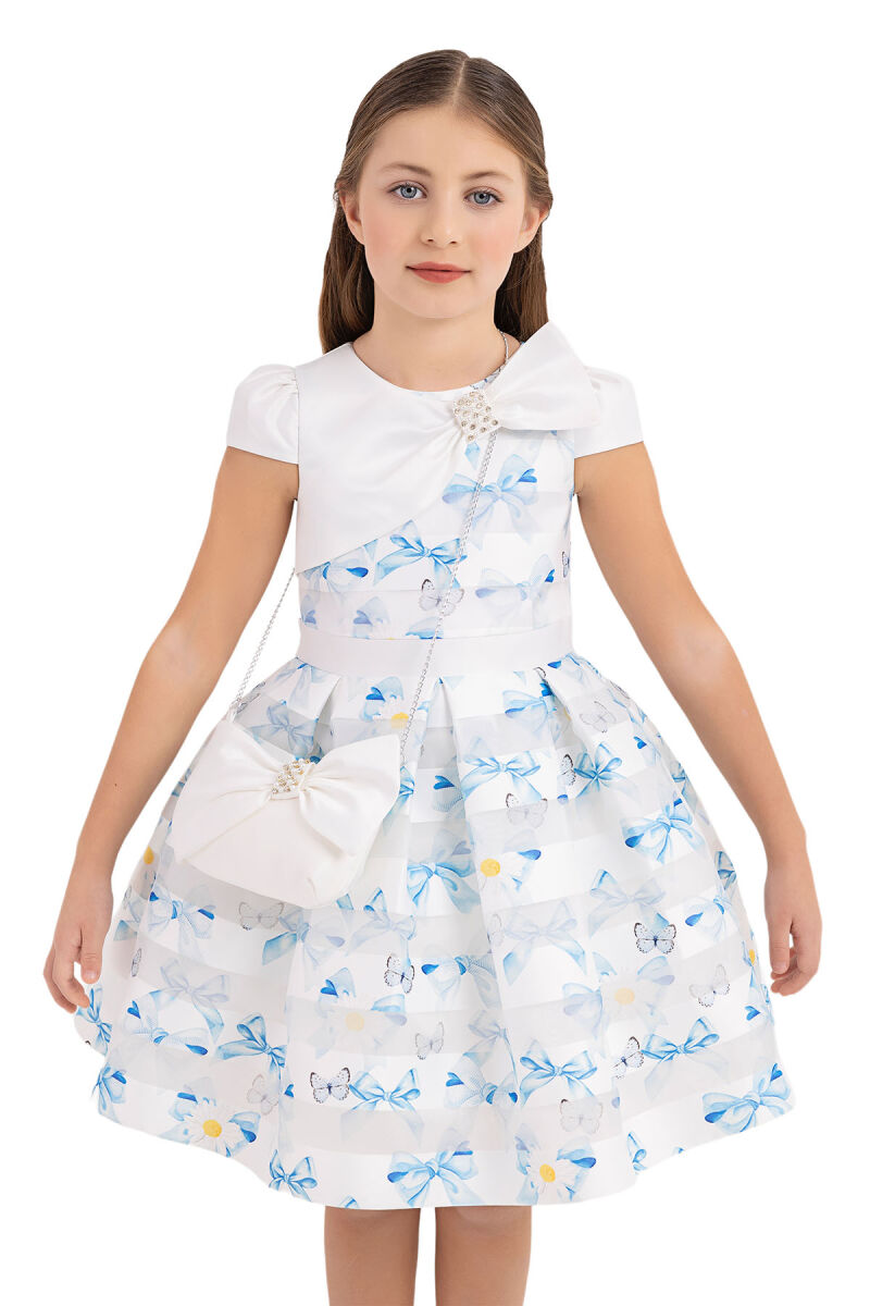 Blue Moon-sleeved dress for girls 4-8 AGE 33269PR - 8