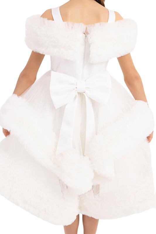 Ecru Ruffled Dress for Girls 6-10 AGE 33163PR - 7