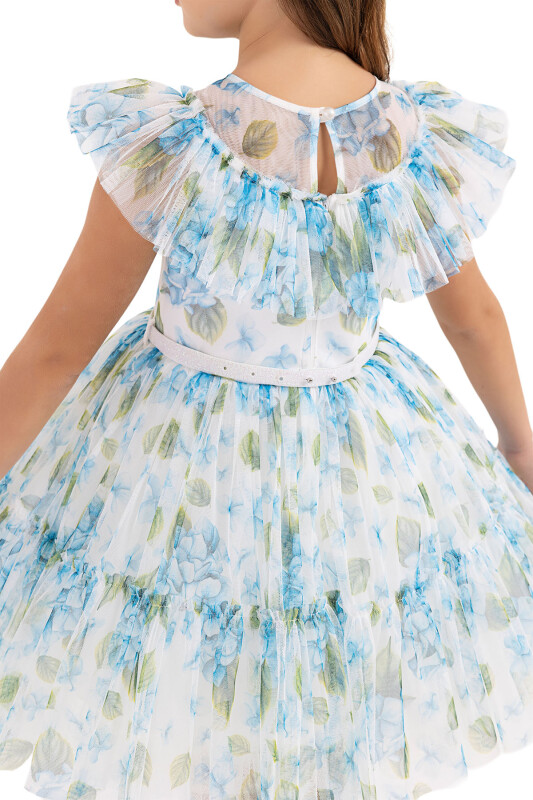 Blue Ruffled dress for girls 4-8 AGE 33297PR - 6