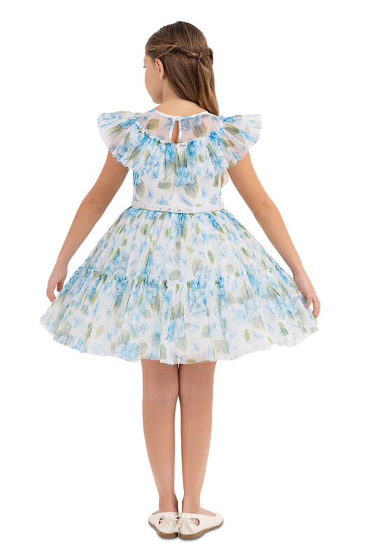 Blue Ruffled dress for girls 4-8 AGE 33297PR - 7