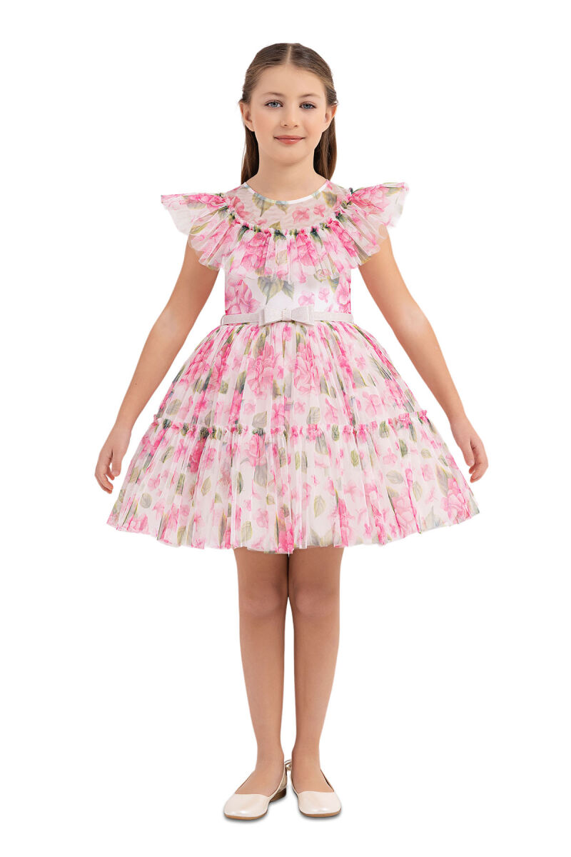 Pink Ruffled dress for girls 4-8 AGE 33297PR - 1
