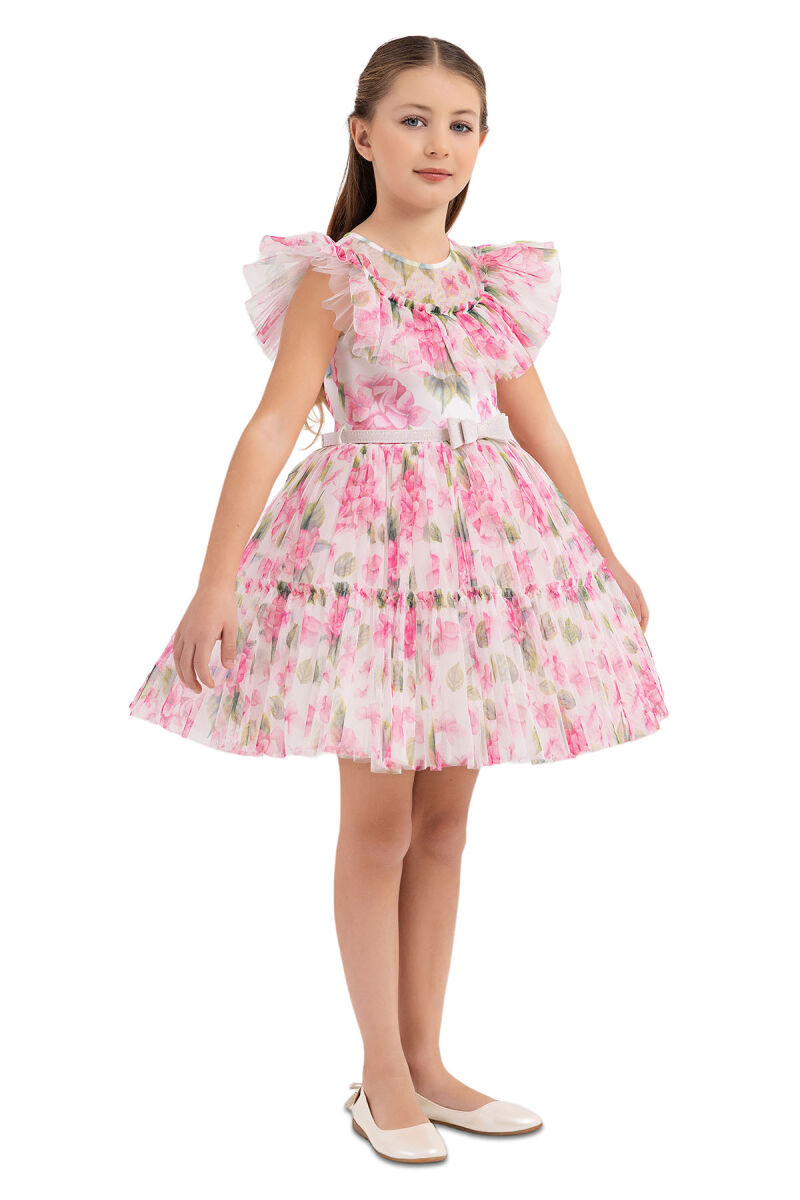 Pink Ruffled dress for girls 4-8 AGE 33297PR - 2