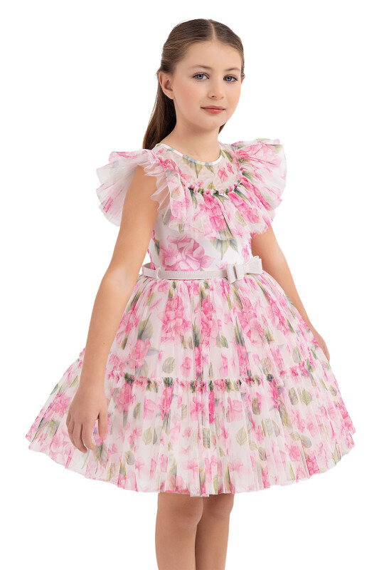Pink Ruffled dress for girls 4-8 AGE 33297PR - 3