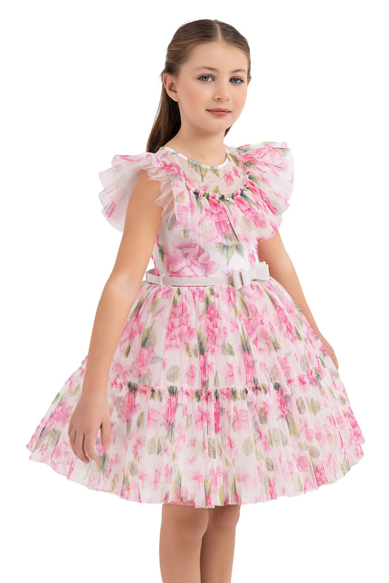 Pink Ruffled dress for girls 4-8 AGE 33297PR - 3