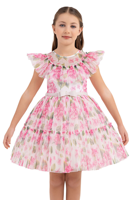 Pink Ruffled dress for girls 4-8 AGE 33297PR - 5