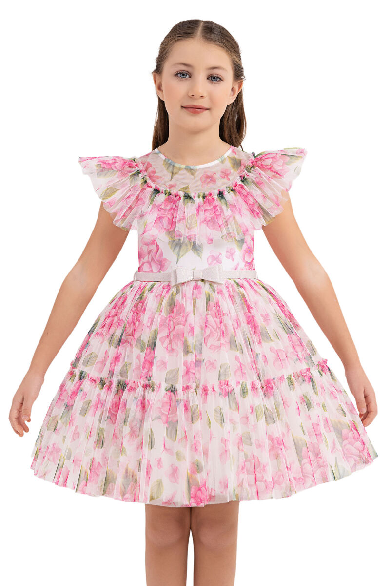 Pink Ruffled dress for girls 4-8 AGE 33297PR - 5