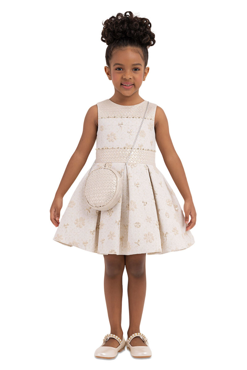 Gold Sleeveless Cutting Dress for Girls 2-6 AGE 33307PR - 1
