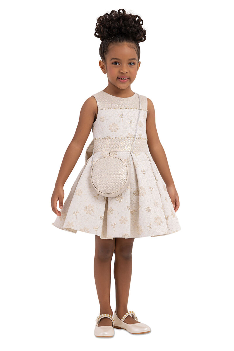 Gold Sleeveless Cutting Dress for Girls 2-6 AGE 33307PR - 2