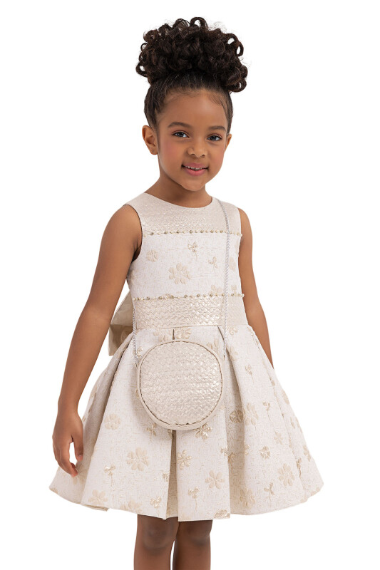 Gold Sleeveless Cutting Dress for Girls 2-6 AGE 33307PR - 3