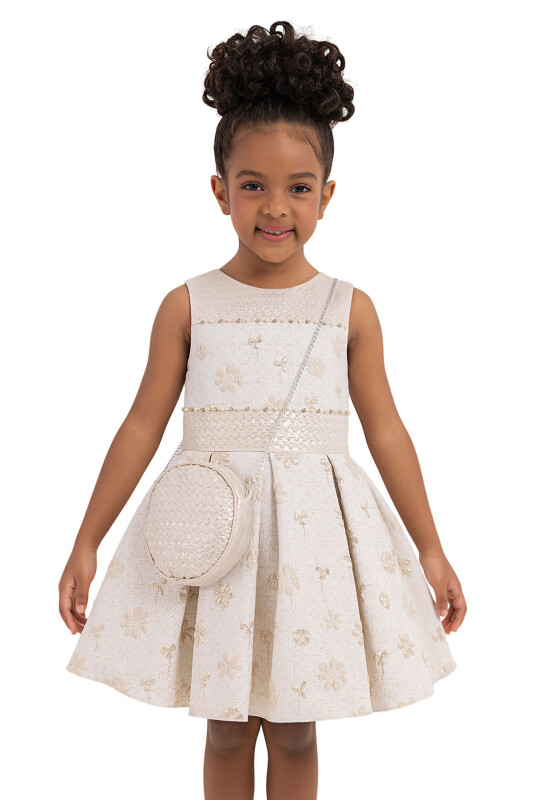 Gold Sleeveless Cutting Dress for Girls 2-6 AGE 33307PR - 5