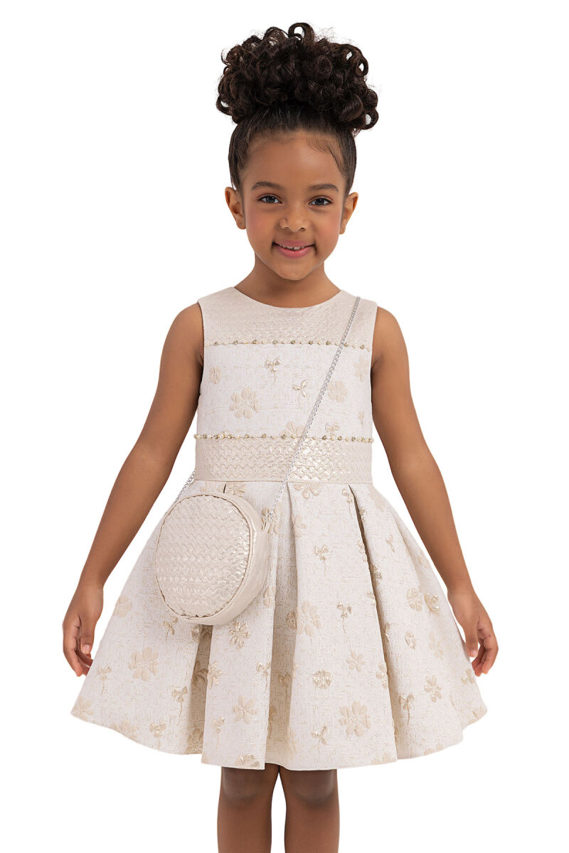 Gold Sleeveless Cutting Dress for Girls 2-6 AGE 33307PR - 5