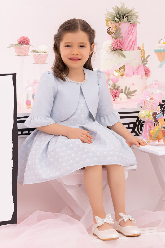 Blue Heart Jacquard Girl Child Bolero Dress 6-24 MONTH 34180PR - 10