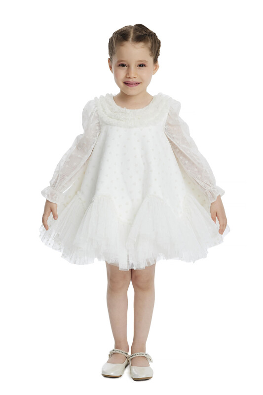 Ecru Ruffled Girls Dress 6-24 MONTH 34162PR 
