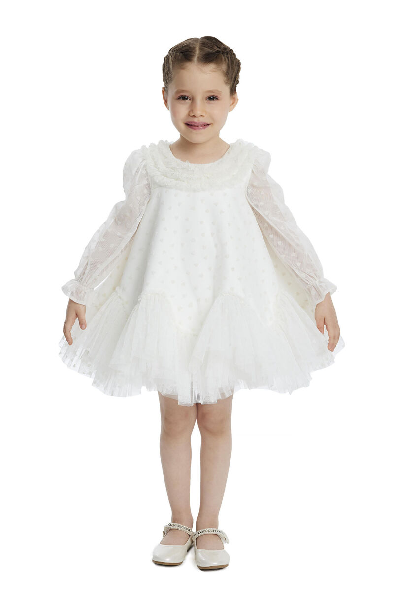 Ecru Ruffled Girls Dress 6-24 MONTH 34162PR - 1