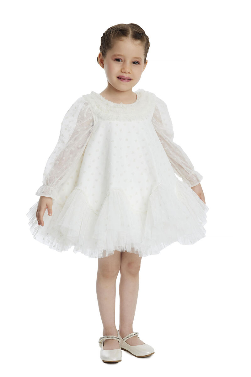 Ecru Ruffled Girls Dress 6-24 MONTH 34162PR - 2