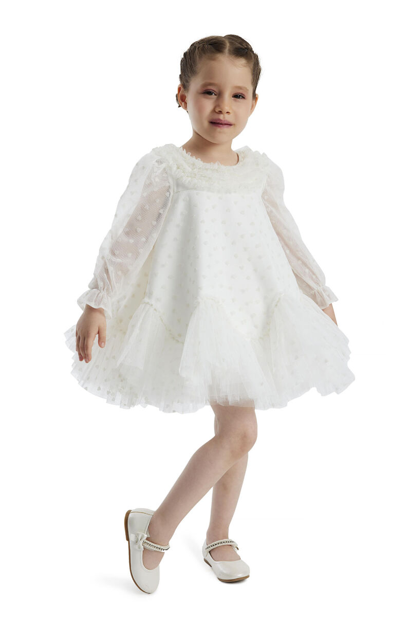 Ecru Ruffled Girls Dress 6-24 MONTH 34162PR - 3