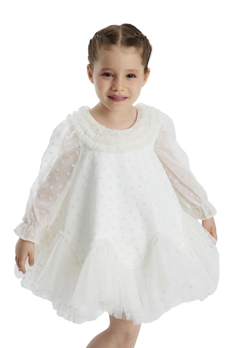 Ecru Ruffled Girls Dress 6-24 MONTH 34162PR - 4