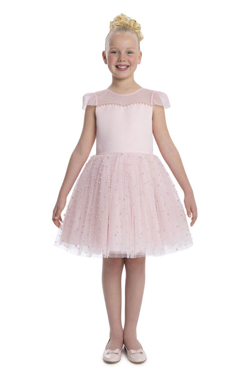 Powder Heart Neckline Girl's Dress 8-12 AGE 34056PR - 1